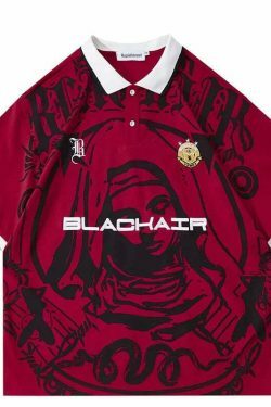 Y2K Aesthetic Blackair Sports Jersey for Niche Women Fashion