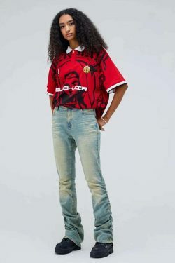 Y2K Aesthetic Blackair Sports Jersey for Niche Women Fashion