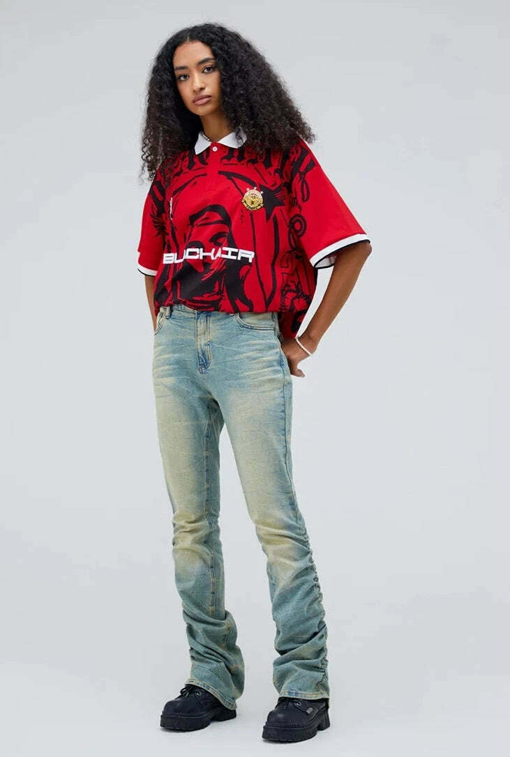 Y2K Aesthetic Blackair Sports Jersey for Niche Women Fashion