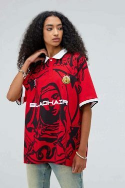 Y2K Aesthetic Blackair Sports Jersey for Niche Women Fashion