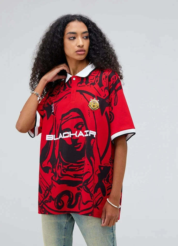 Y2K Aesthetic Blackair Sports Jersey for Niche Women Fashion