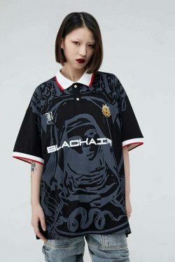 Y2K Aesthetic Blackair Sports Jersey for Niche Women Fashion