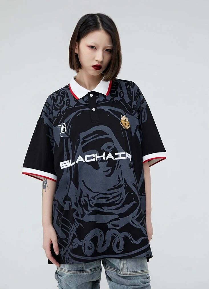 Y2K Aesthetic Blackair Sports Jersey for Niche Women Fashion