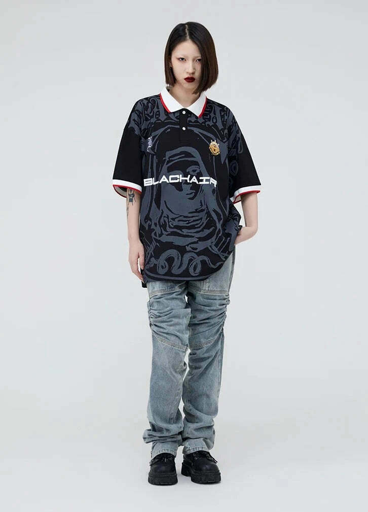 Y2K Aesthetic Blackair Sports Jersey for Niche Women Fashion