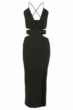Y2K Aesthetic Blackout Split Dress - Coquette Style for Women's Fashion