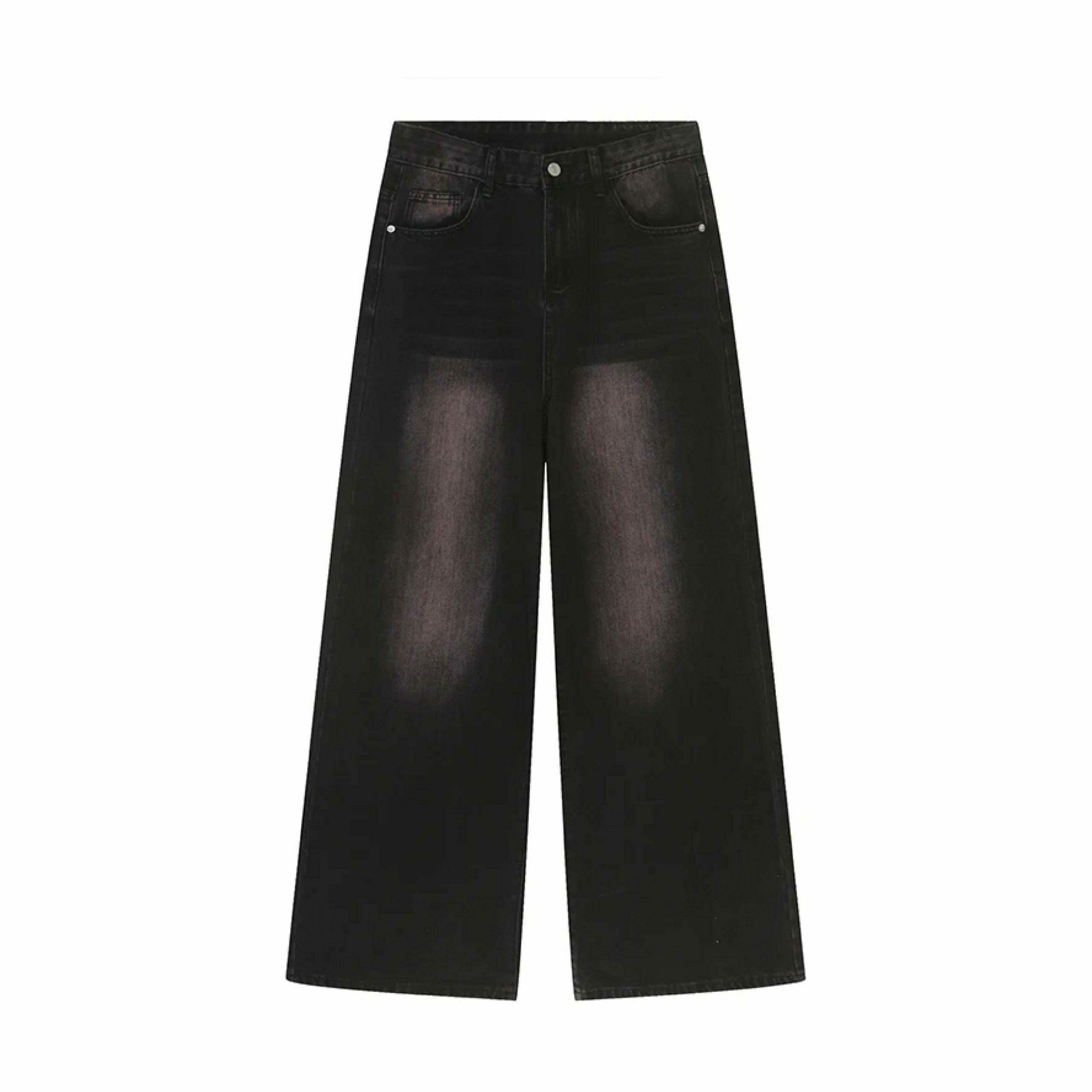 Y2K Aesthetic Black/Pink Fade Baggy Jeans - Coquette Style Grunge Fashion Women's Clothing