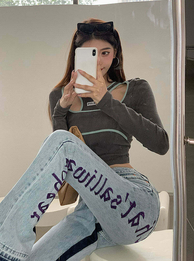 Y2K Aesthetic Blue Cargo Skirt - Coquette Style Grunge Outfit with Edgy Blue Jeans Y2K Aesthetic Blue Cargo Skirt - Coquette Style Grunge Outfit with Edgy Blue Jeans