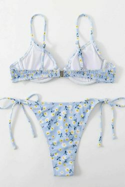 Y2K Aesthetic Blue Print Swimsuit Bikini - Women's Fashion Statement