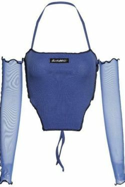 Y2K Aesthetic Blue Summer Crop Top - Coquette Style Grunge Fashion for Women