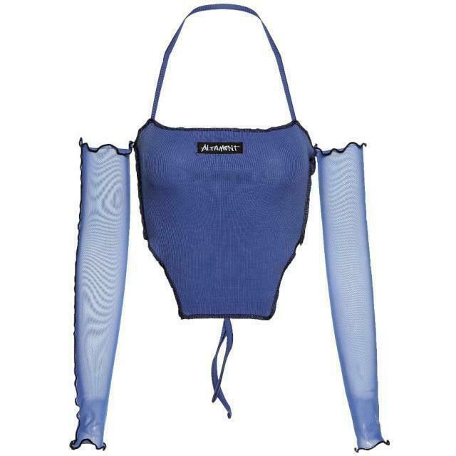 Y2K Aesthetic Blue Summer Crop Top - Coquette Style Grunge Fashion for Women Y2K Aesthetic Blue Summer Crop Top - Coquette Style Grunge Fashion for Women