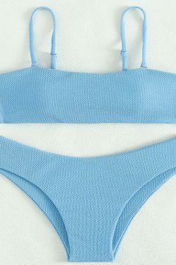 Y2K Aesthetic Blue Tube Top Bikini Set - Coquette Style High Waist Swimsuit