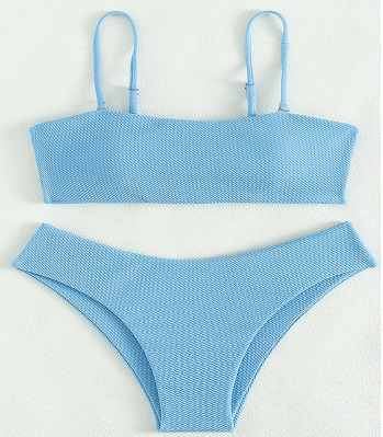 Y2K Aesthetic Blue Tube Top Bikini Set - Coquette Style High Waist Swimsuit