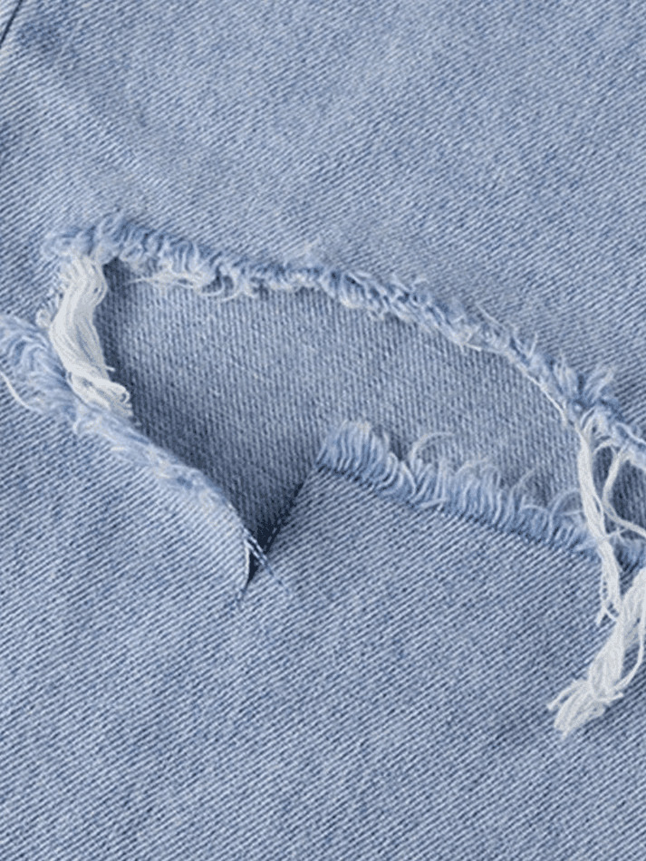 Y2K Aesthetic Blue Wash Straight Leg Ripped Jeans - Coquette Fashion with Grunge & Pastel Goth Vibes