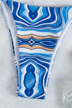 Y2K Aesthetic Blue Wave Cross Swimsuit - Coquette Grunge & Pastel Goth