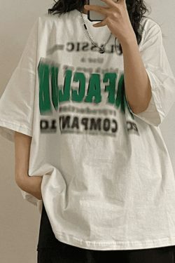 Y2K Aesthetic Blurred Letter Graphic Tee - Coquette & Grunge Style Women's Fashion