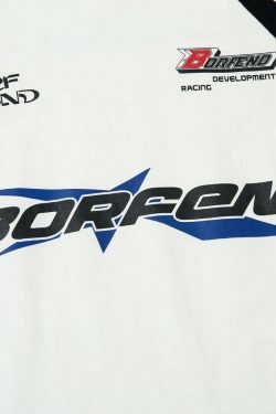 Y2K Aesthetic BOREFEND Sports Jersey with Collar - Vintage-inspired Grunge Style Women's Top