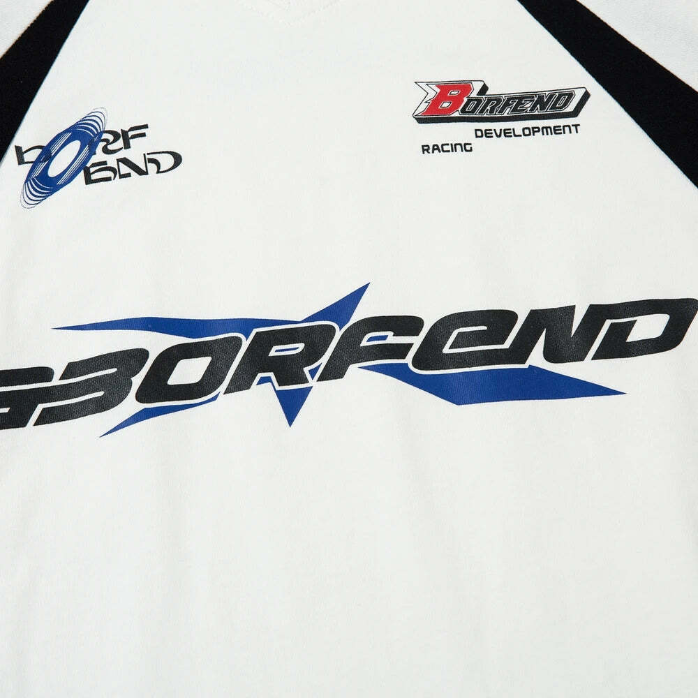 Y2K Aesthetic BOREFEND Sports Jersey with Collar - Vintage-inspired Grunge Style Women's Top Y2K Aesthetic BOREFEND Sports Jersey with Collar - Vintage-inspired Grunge Style Women's Top