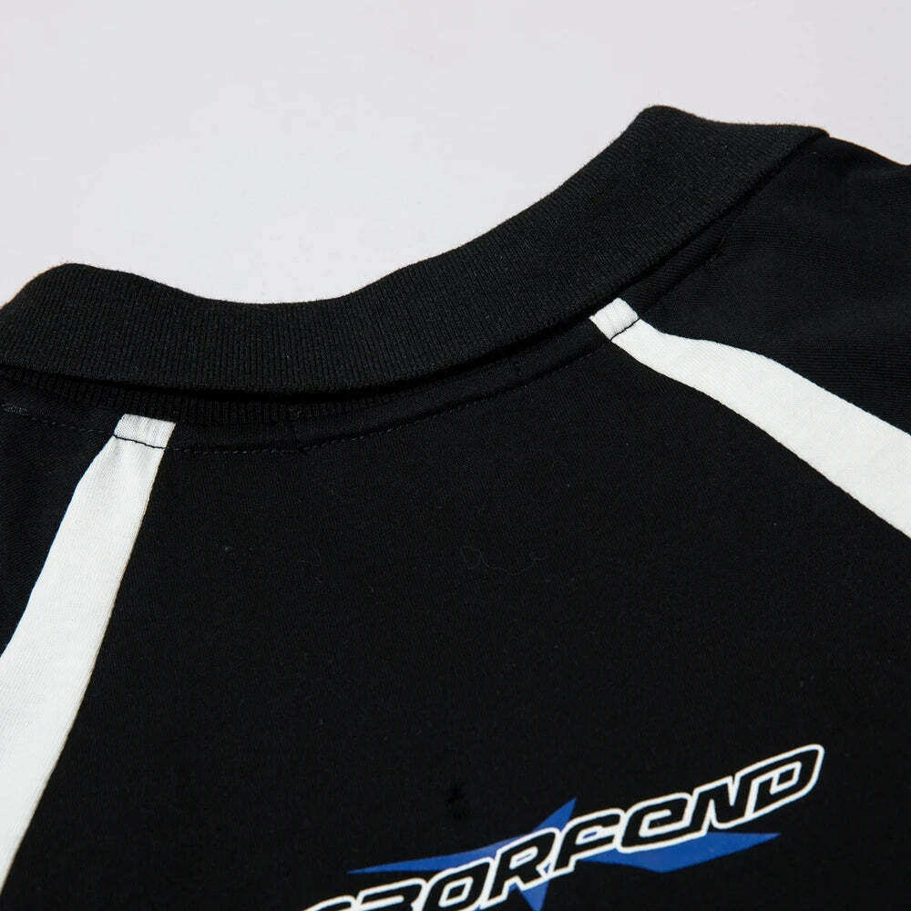 Y2K Aesthetic BOREFEND Sports Jersey with Collar - Vintage-inspired Grunge Style Women's Top Y2K Aesthetic BOREFEND Sports Jersey with Collar - Vintage-inspired Grunge Style Women's Top