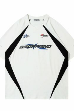 Y2K Aesthetic BOREFEND Sports Jersey with Collar - Vintage-inspired Grunge Style Women's Top