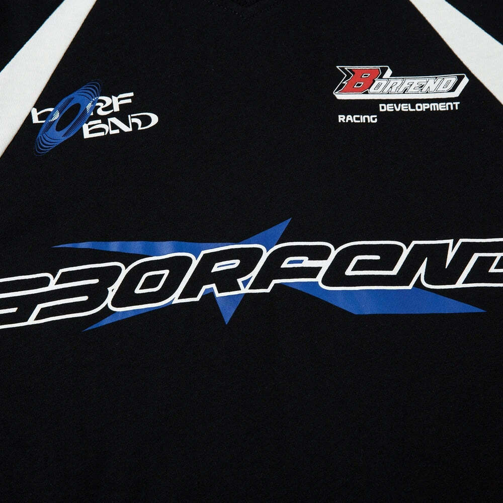 Y2K Aesthetic BOREFEND Sports Jersey with Collar - Vintage-inspired Grunge Style Women's Top Y2K Aesthetic BOREFEND Sports Jersey with Collar - Vintage-inspired Grunge Style Women's Top