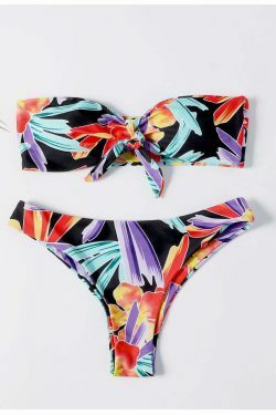 Y2K Aesthetic Bowknot Bandeau Bikini Set - Retro-inspired Swimwear for Trendy Women