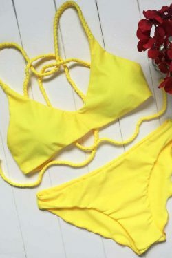 Y2K Aesthetic Braided Swimming Bikini Set in Coquette Style