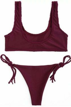 Y2K Aesthetic Braided Trim Scoop Bikini Set with Coquette Style and Grunge Aesthetic