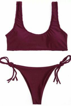 Y2K Aesthetic Braided Trim Scoop Bikini Set with Coquette Style and Grunge Aesthetic