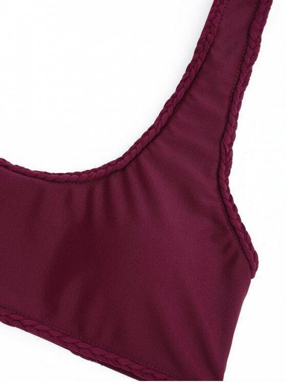 Y2K Aesthetic Braided Trim Scoop Bikini Set with Coquette Style and Grunge Aesthetic
