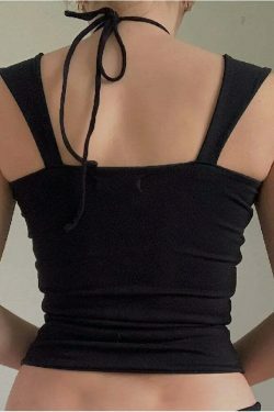 Y2K Aesthetic Brewed Up Halter Top - Coquette Style Grunge Fashion with Pastel Goth Touch