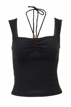 Y2K Aesthetic Brewed Up Halter Top - Coquette Style Grunge Fashion with Pastel Goth Touch