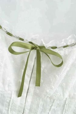 Y2K Aesthetic Broderie Lace White Cropped Tank Top for Women - Coquette & Grunge Style