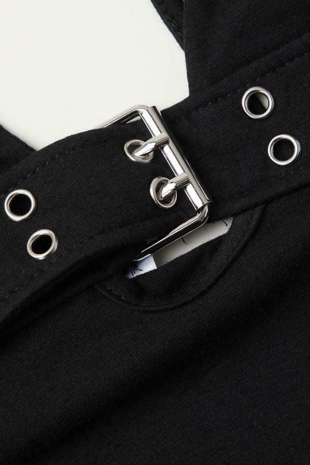 Y2K Aesthetic Buckle V-neck Halter Top - Coquette & Grunge Style Cute Pastel Goth Fashion Y2K Aesthetic Buckle V-neck Halter Top - Coquette & Grunge Style Cute Pastel Goth Fashion