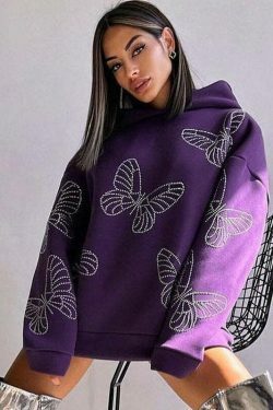 Y2K Aesthetic Butterfly Casual Loose Hoody - Coquette Grunge Fashion
