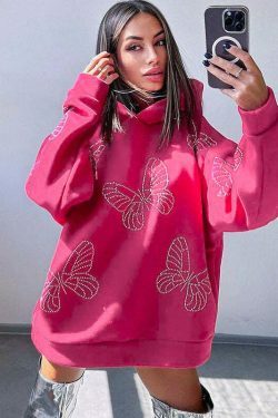 Y2K Aesthetic Butterfly Casual Loose Hoody - Coquette Grunge Fashion