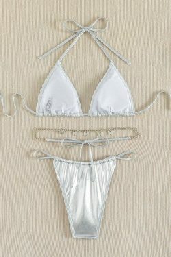Y2K Aesthetic Butterfly Waist Chain Silver Bikini for Niche Women Fashion