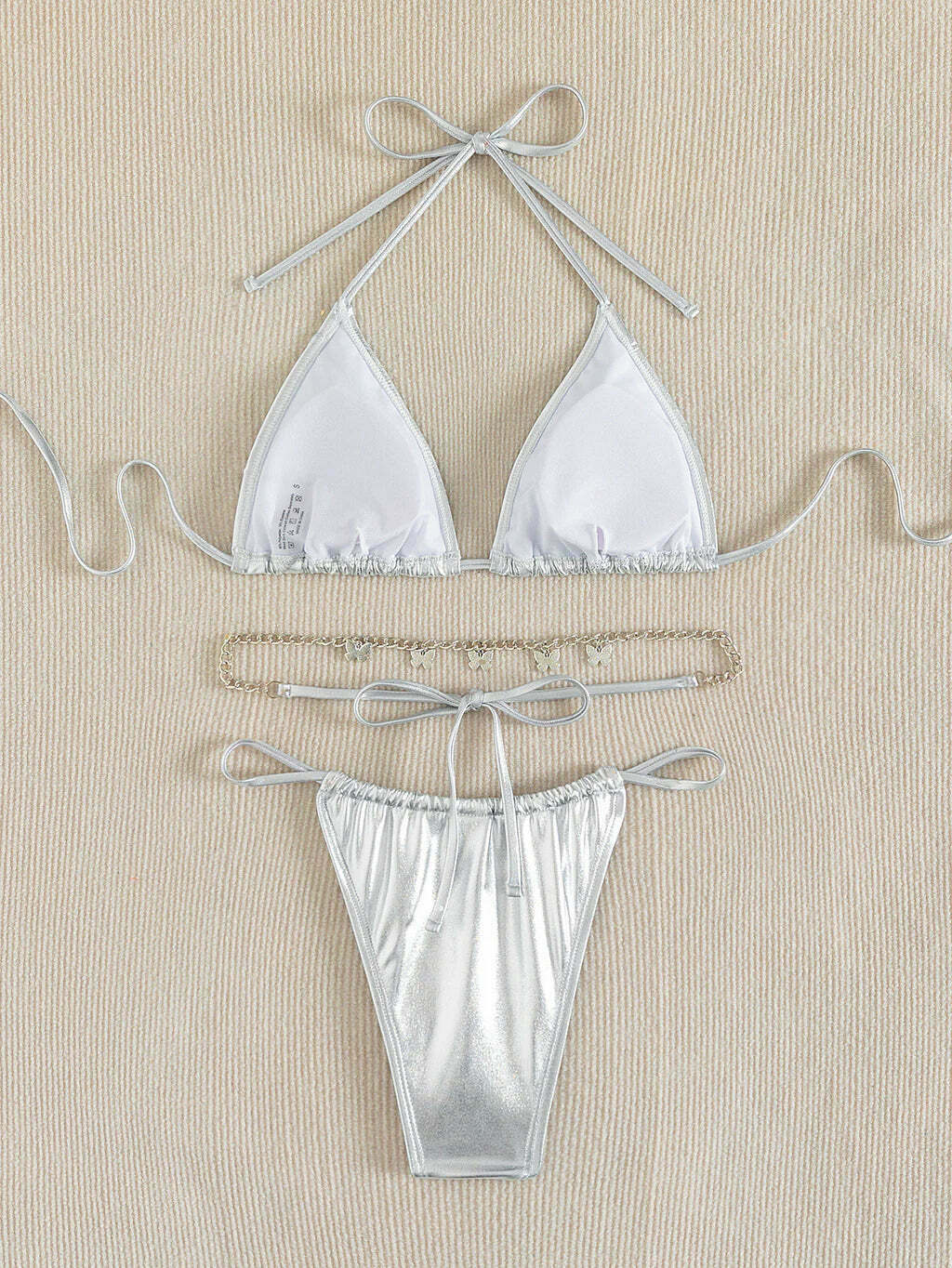 Y2K Aesthetic Butterfly Waist Chain Silver Bikini for Niche Women Fashion