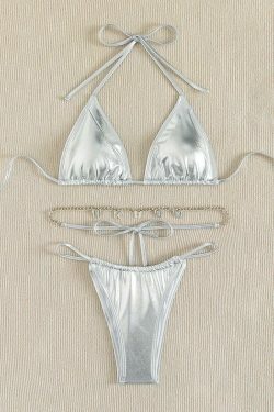 Y2K Aesthetic Butterfly Waist Chain Silver Bikini for Niche Women Fashion