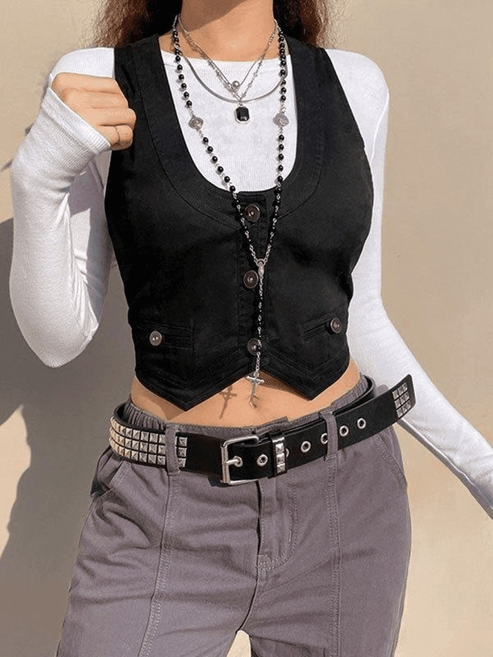 Y2K Aesthetic Button Front Corset Top - Coquette Grunge Fashion with Pastel Goth Touch Y2K Aesthetic Button Front Corset Top - Coquette Grunge Fashion with Pastel Goth Touch