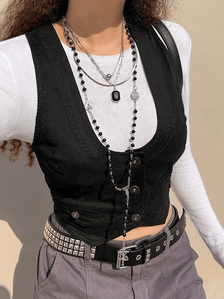 Y2K Aesthetic Button Front Corset Top - Coquette Grunge Fashion with Pastel Goth Touch Y2K Aesthetic Button Front Corset Top - Coquette Grunge Fashion with Pastel Goth Touch