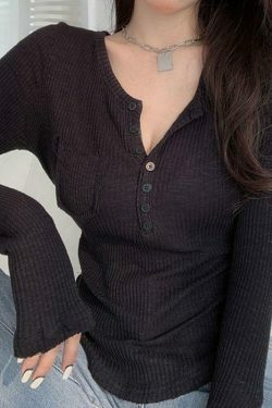 Y2K Aesthetic Button Front Crop Knit Top for Women - Coquette & Grunge Style Fashion