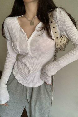 Y2K Aesthetic Button Front Crop Knit Top for Women - Coquette & Grunge Style Fashion