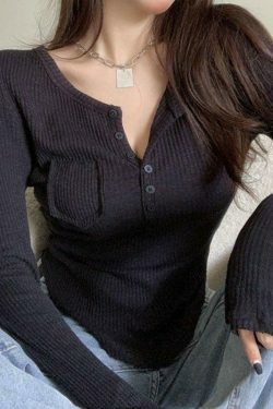 Y2K Aesthetic Button Front Crop Knit Top for Women - Coquette & Grunge Style Fashion