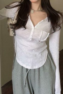 Y2K Aesthetic Button Front Crop Knit Top for Women - Coquette & Grunge Style Fashion