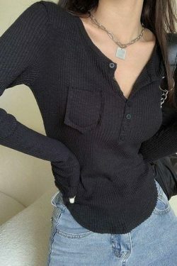 Y2K Aesthetic Button Front Crop Knit Top for Women - Coquette & Grunge Style Fashion