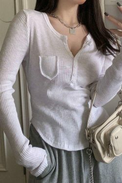 Y2K Aesthetic Button Front Crop Knit Top for Women - Coquette & Grunge Style Fashion