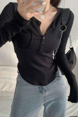 Y2K Aesthetic Button Front Crop Knit Top for Women - Coquette & Grunge Style Fashion