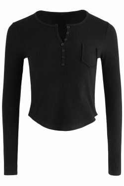 Y2K Aesthetic Button Front Crop Knit Top for Women - Coquette & Grunge Style Fashion