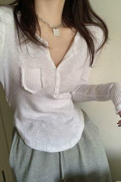 Y2K Aesthetic Button Front Crop Knit Top for Women - Coquette & Grunge Style Fashion