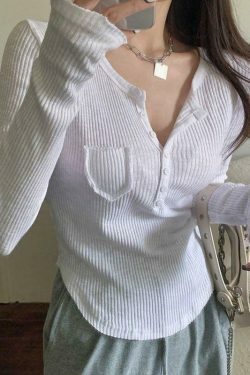 Y2K Aesthetic Button Front Crop Knit Top for Women - Coquette & Grunge Style Fashion